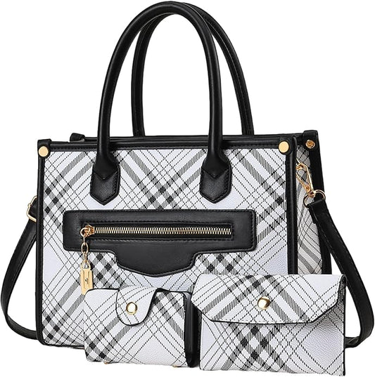 Handbags for Women, 3Pcs Women's Handbags Fashion PU Leather, Tote Shoulder Top Handle Satchel Purse Bags