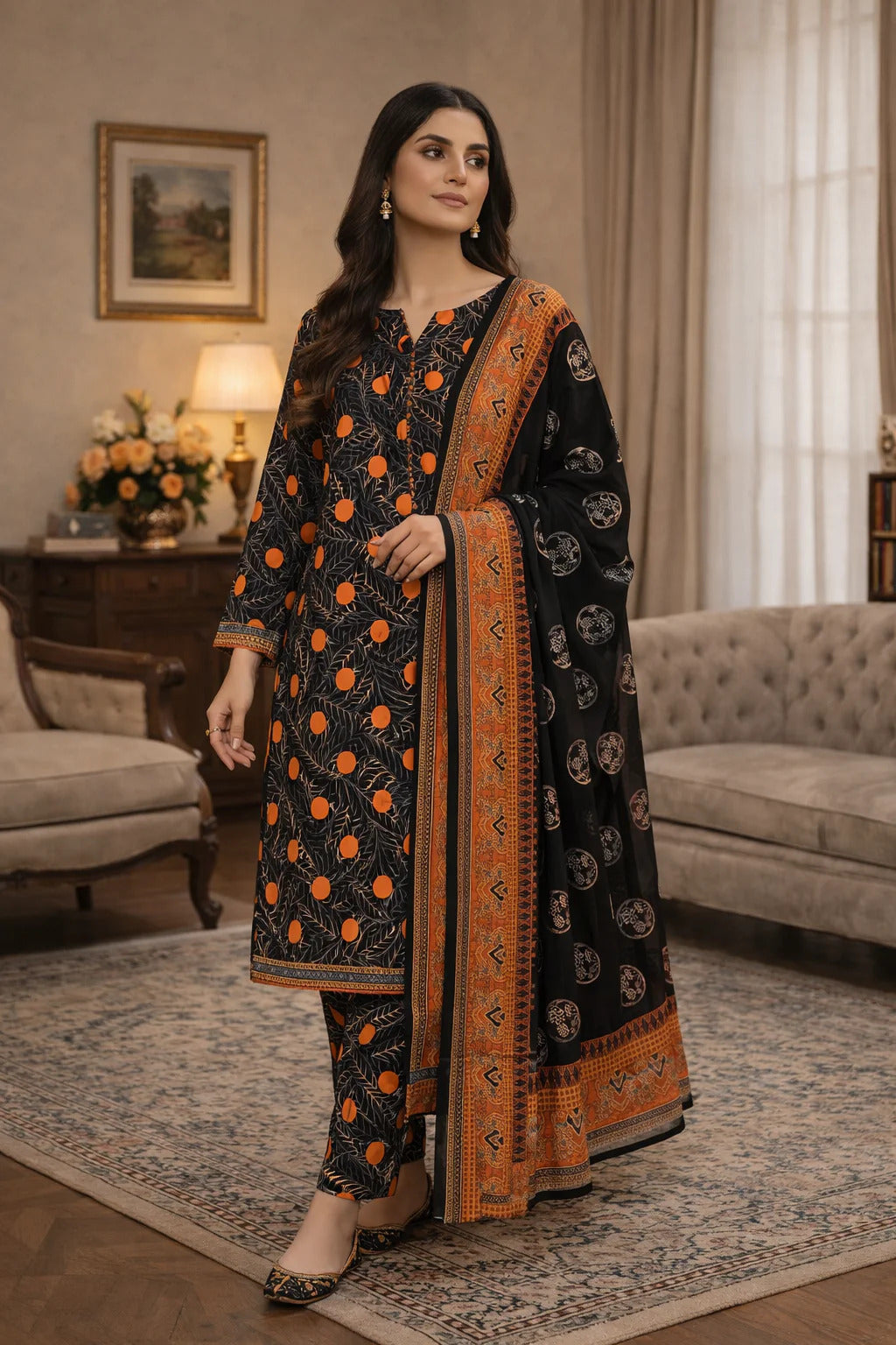 Swiss Lawn Unstitched 3 Piece Suit - A1777