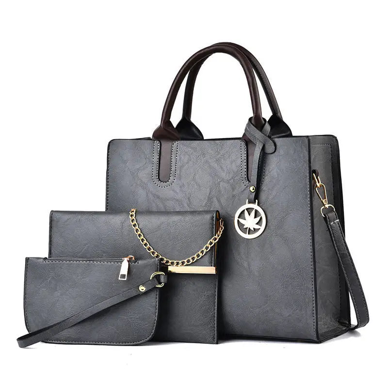 New Luxury Leather Women's Bag Lacquer Leather 3piece Set Women's Handbag Fashion Trend Women's Crossbody Bag Large Tote Bag