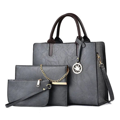 New Luxury Leather Women's Bag Lacquer Leather 3piece Set Women's Handbag Fashion Trend Women's Crossbody Bag Large Tote Bag