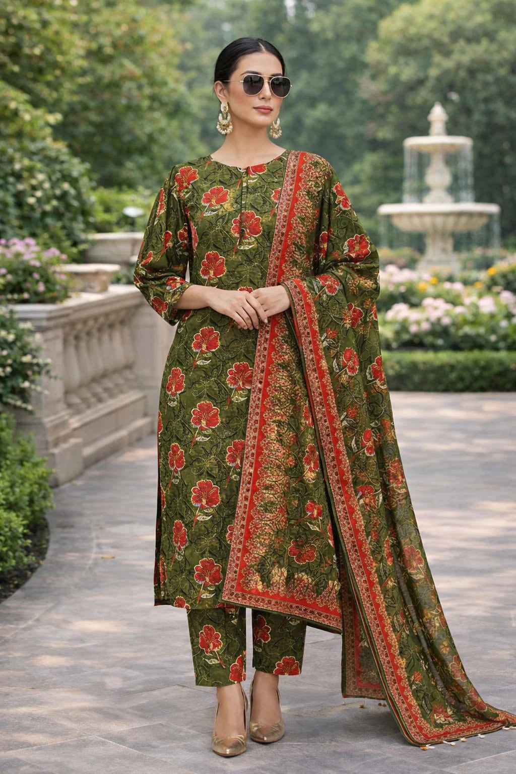 Swiss Lawn Unstitched 3 Piece Suit - A1784