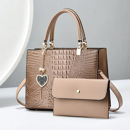 2024 New Crocodile Pattern Fashion Women's Handbag with Wallet Casual Large Capacity Tote Bag Women's Shoulder Crossbody Bag