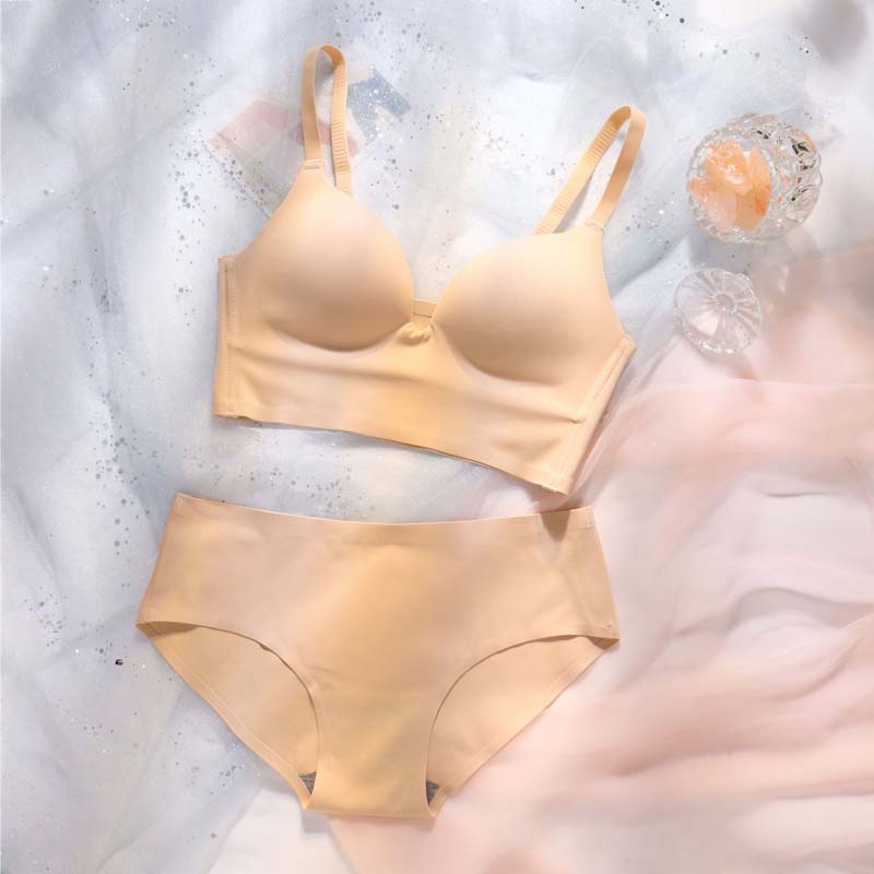 New For Women Pink Blue Lace Padded Bralette Panties Cut Out Wireless Underwear Sexy Lingerie Set A B Bra Sets
