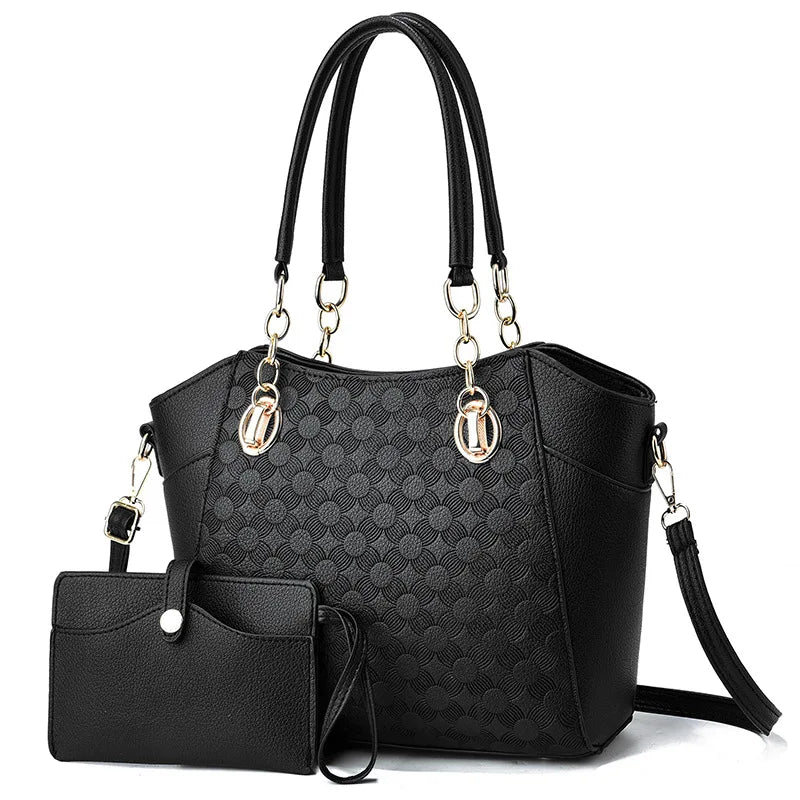 2024 New PU Leather Large Capacity Tote Bag Women's Chain One Shoulder Bag Fashion Women's Handbag with Wallet Bolsa Feminina