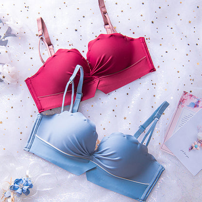 New For Women Red Blue Push Up Cup A B Bra Sets Cotton Panties Sexy Lingerie Set Underwear Wireless Padded112