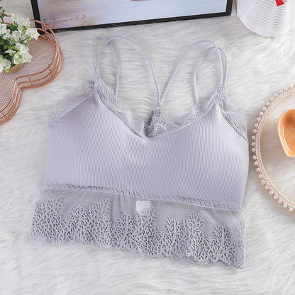 Wireless Bras for Women Lingerie Cross Strap Sexy Bralette Push up Bra Straps Backless Lace Brassiere Femme