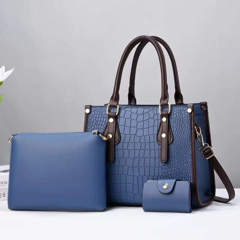 Fashion 3-Piece Set Woman Bags 2024 New Luxury Ladies Shoulder Bag Set Messenger Bag Wallet Handbag Luxury Girls Messenger Bag