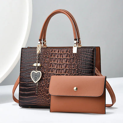 2024 New Crocodile Pattern Fashion Women's Handbag with Wallet Casual Large Capacity Tote Bag Women's Shoulder Crossbody Bag