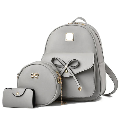 Hot Selling Bow Women's Backpack 2024 New Fashion Three Piece Set Girl Backpack with Small Bags Large Capacity for Women's Bags