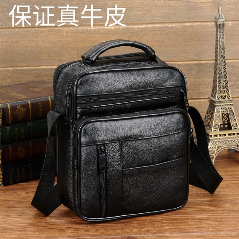 Guaranteed Men's Real-Leather Bag Leather One-Shoulder Crossbody Bag Large Capacity Men's Bag Casual Backpack Multi-Compartment Briefcase