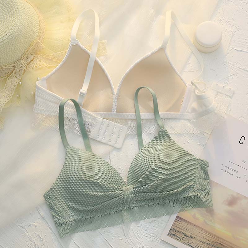 New Yellow Green Bra for Women Lace Cotton Panties Underwear Sexy Bras Set Luxury Wireless Lingerie Sets Panty A B