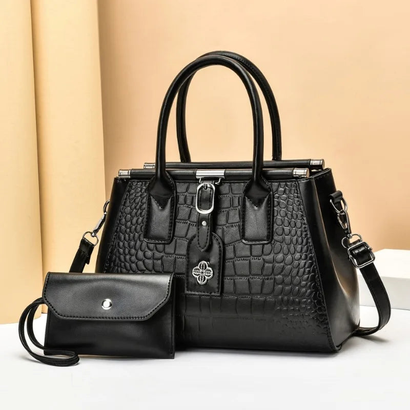 Fashion Versatile 2 Piece Set One Shoulder Crossbody Bags Ladies Handheld Tote Bag Quality Leather Luxury Women's Handbags