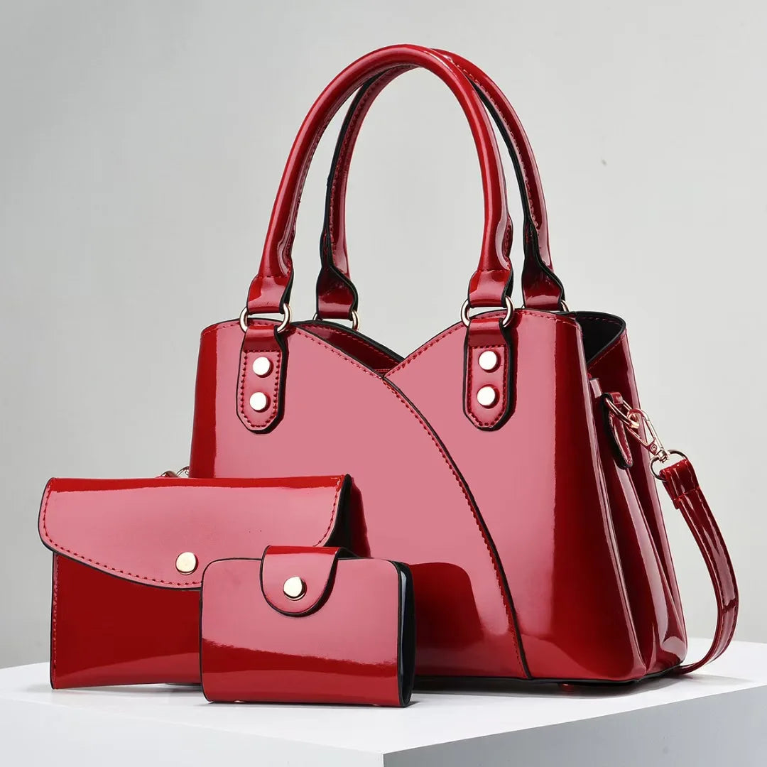 3Piece Set Bright Leather Women's Crossbody Bags Large Capacity Women Handbags Fashion Female Shopping Bags Casual Tote Bags