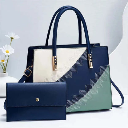 2024 New Fashion Spliced Women's Handbag European and American 2 Piece Set Shoulder Crossbody Bag Women's Casual Tote Bag