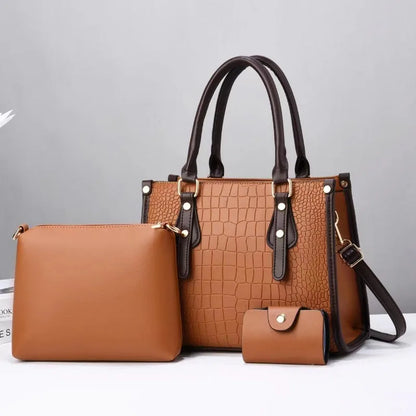 Fashion 3-Piece Set Woman Bags 2024 New Luxury Ladies Shoulder Bag Set Messenger Bag Wallet Handbag Luxury Girls Messenger Bag