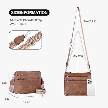 Crossbody Bags for Women Rfid Travel Crossbody Purses Leather Handbags Medium Shoulder bag with Adjustable Strap