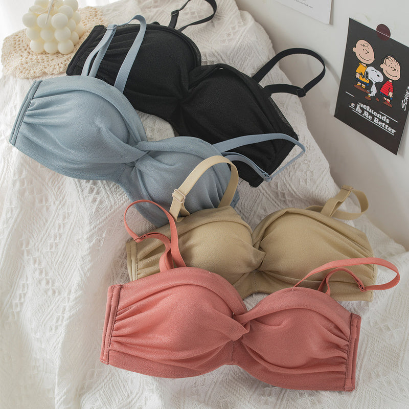 For Women Half Cup Bra Sets Adjustable Straps Bralette Cotton Panties Push Up Underwear Wireless Lingerie A B