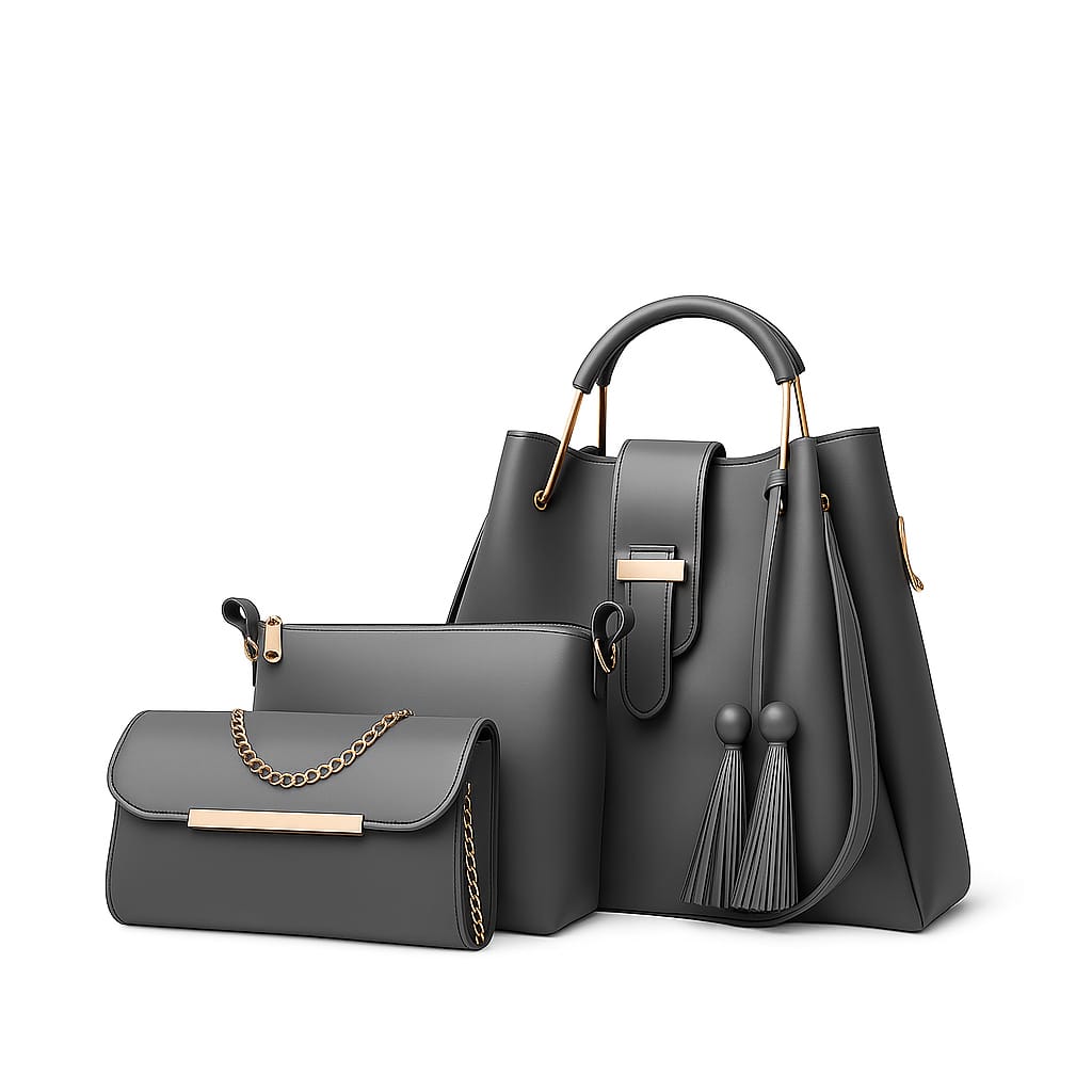 3-PCS TUSEL  PREMIUM LEATHER HANDBAGS