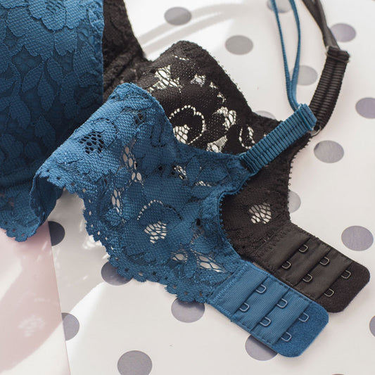 New For Women Purple Blue Sexy Lingerie Lace Straps Bralette Soft Panties Push Up Bra Set Cup A B C Underwear