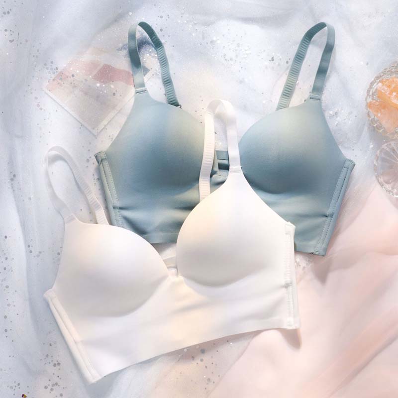 New For Women Pink Blue Lace Padded Bralette Panties Cut Out Wireless Underwear Sexy Lingerie Set A B Bra Sets