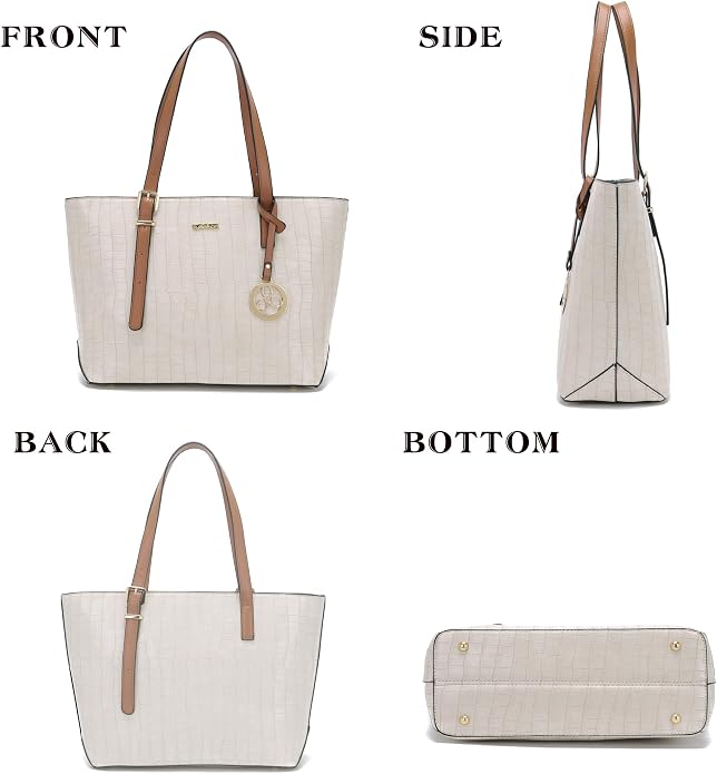 Purses with RFID Wallet for Women Tote Handbag Set  3PCS, Fits 13 Tablet, Sturdy Vegan PU, Spacious, Work Use, Shoulder Satchel, Large Clutch Wallet, Makeup Bag, Ideal Gift