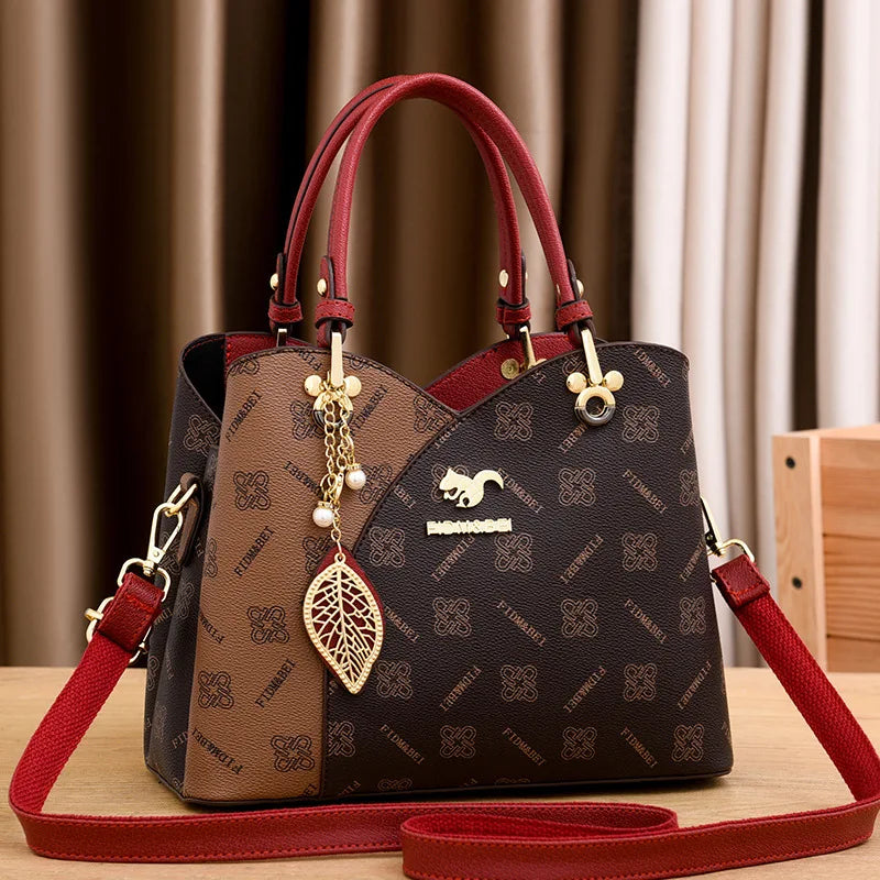 Luxury Brand Designer Women'S Handbag Leather Printed Shoulder Bag Large Capacity Classic Retro Crossbody Bag Commuting Tote Bag