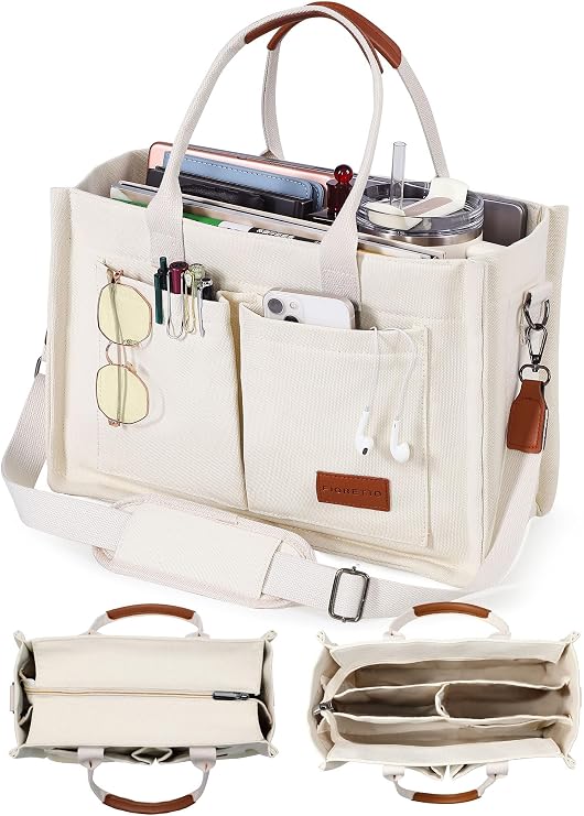Tote Bag for Women with Zipper Closure & Individual Compartments for Work College for Teacher & Nurse