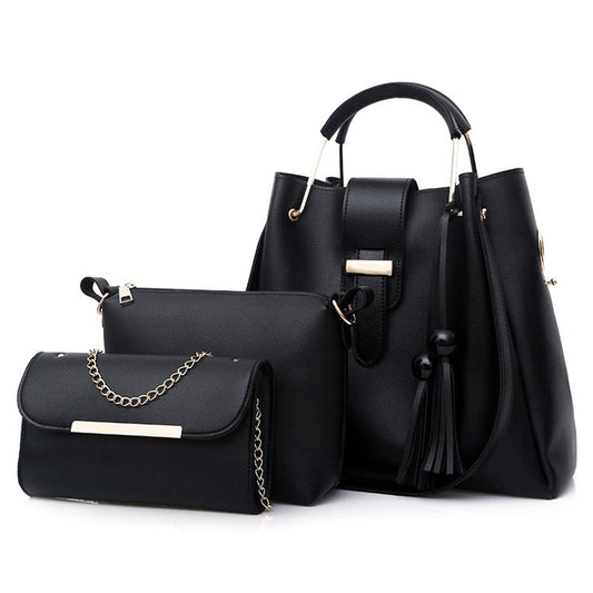 3 Pcsset Women's Cross Body & Shoulder Bag - Large Capacity Women Bag Ladies Leather Tote Fashion Shoulder Bags for Women 2024 Wallet