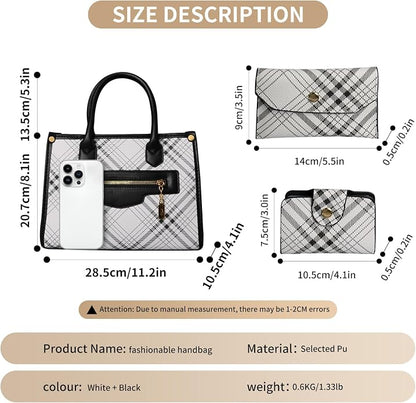 Handbags for Women, 3Pcs Women's Handbags Fashion PU Leather, Tote Shoulder Top Handle Satchel Purse Bags