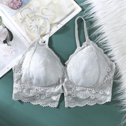 Triangle Cup Lace Bralette Bras for Women Sexy Tank Tops Crop Tops Female Gathered Padded Underwear Brassiere