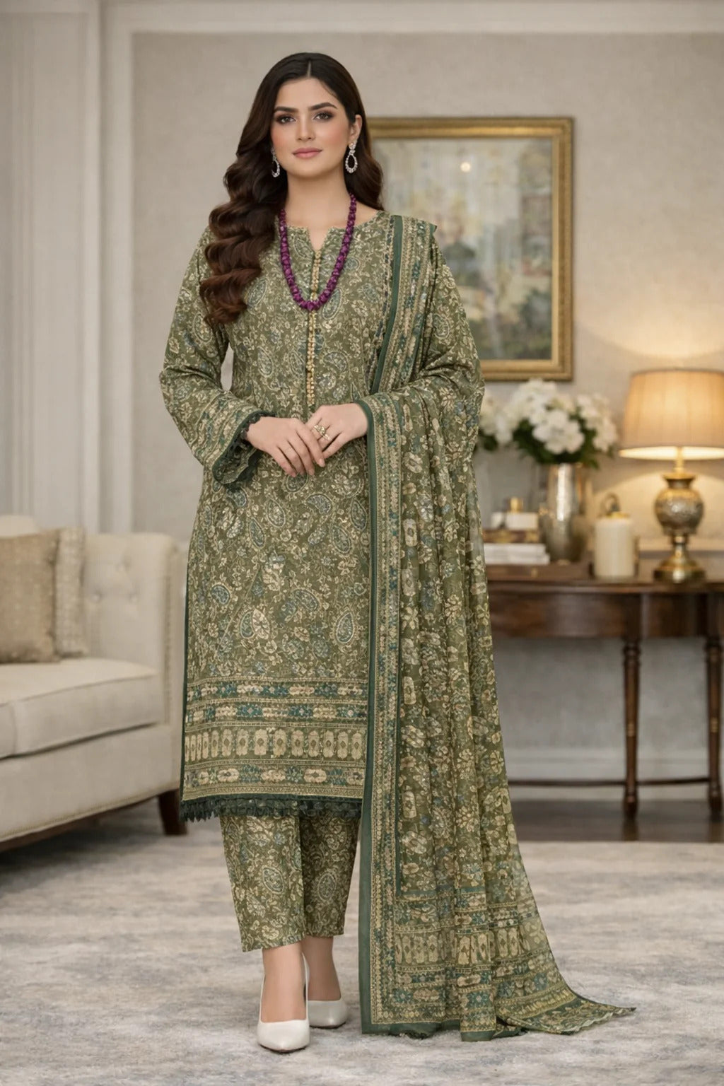 Swiss Lawn Unstitched 3 Piece Suit - A1779