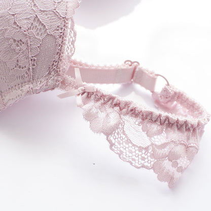 New For Women Pink Gray Push Up Cup B C Bra Sets Cotton Lace Trim Cotton Panties Sexy Lingerie Sets Underwear