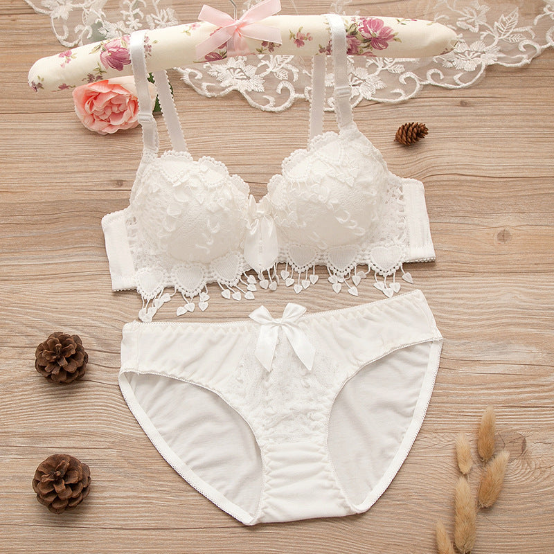Comfortable Gathering Sexy Underwear Suit Push up Bra Under Ring Lace Rdge Padded Cup Bra+set Lingerie Femme 75AB 80AB 85AB