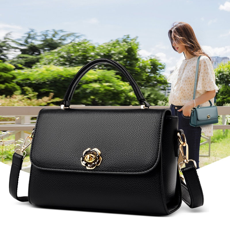 Black Women Shoulder Handbag Designer Top Handle Tote Bags Small Flap Messenger Bag Female Quality Pu Leather Crossbody Bag Sac