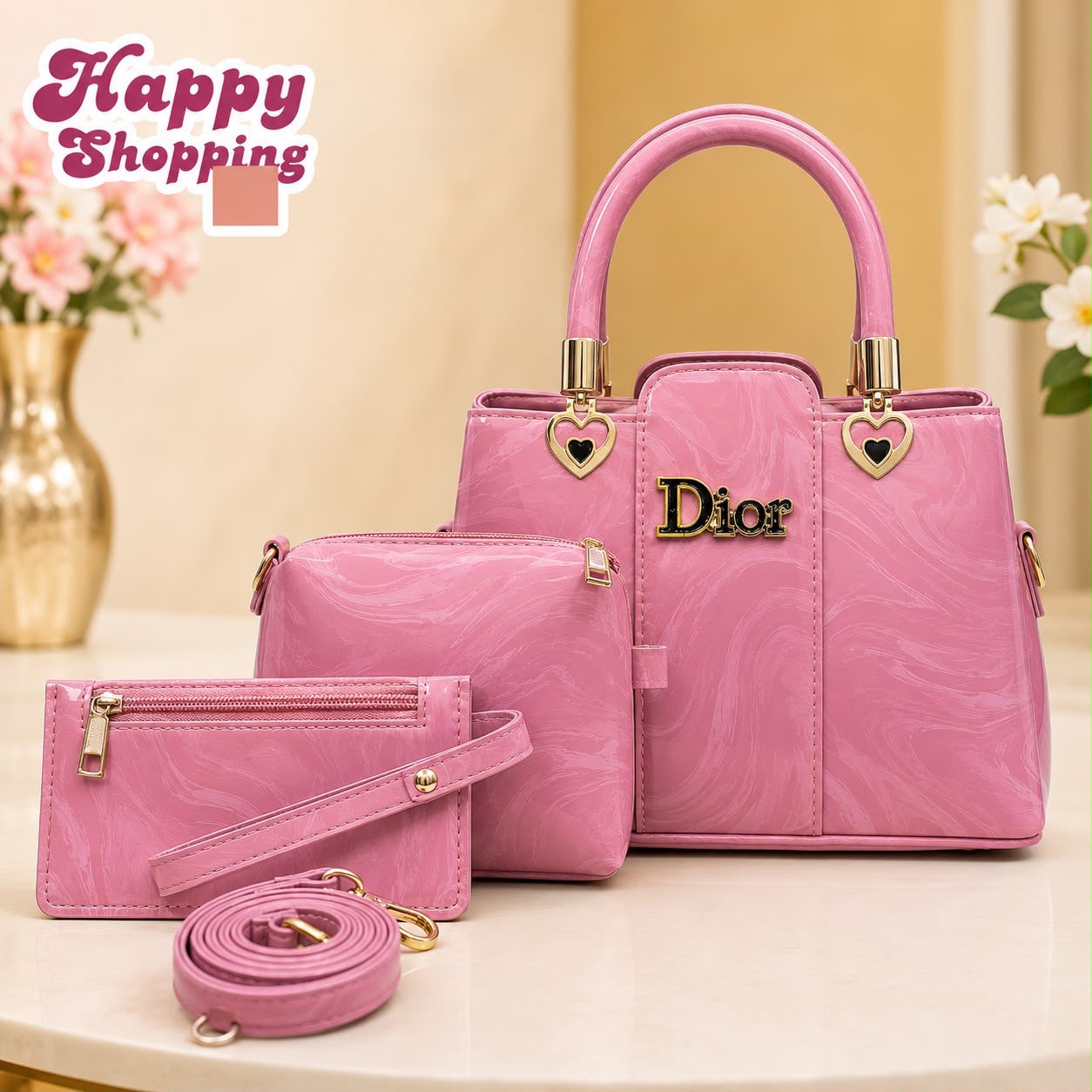 DiorMarbal Texture High Quality 3Pcs Shoulder Bag