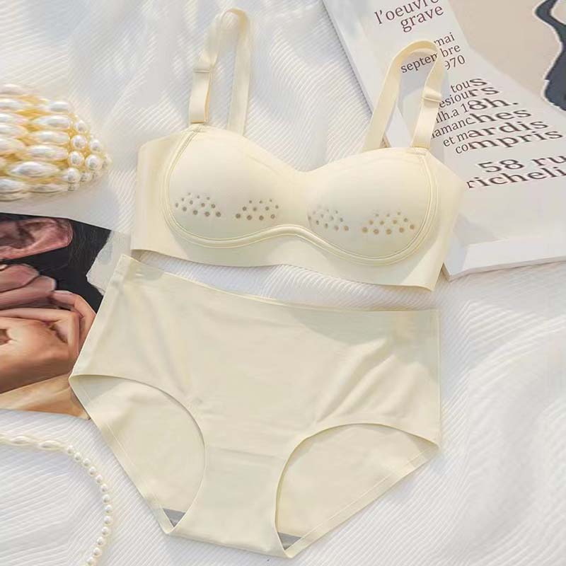 for Women Blue Green One-Piece Bra Sets Seamless Bralette Cotton Panties Push Up Underwear Wireless Lingerie Set A B