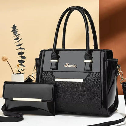 Leisure Shoulder Women's Bag 2024 New Large Capacity Bright Leather Fashion Women's Handbag Quality Ladies Boston Crossbody Bags