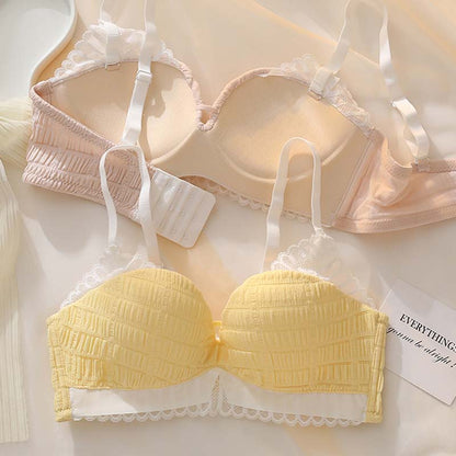 for Women Pink Blue Sexy Lingerie Set Wireless Cotton Panties Padded Bras Push Up Bra Sets Underwear A B Kitty Lovely