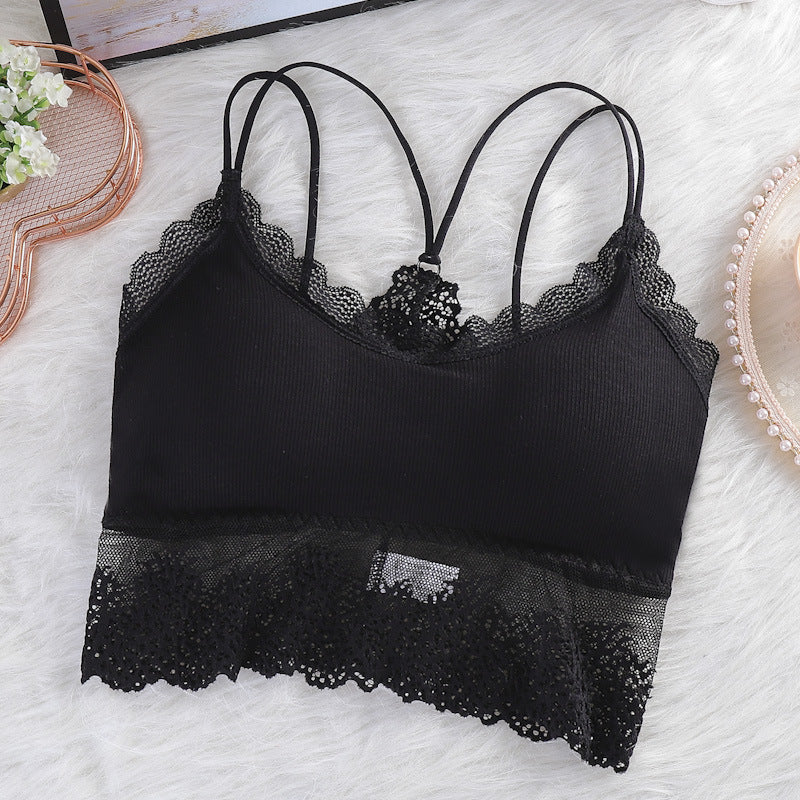 Wireless Bras for Women Lingerie Cross Strap Sexy Bralette Push up Bra Straps Backless Lace Brassiere Femme