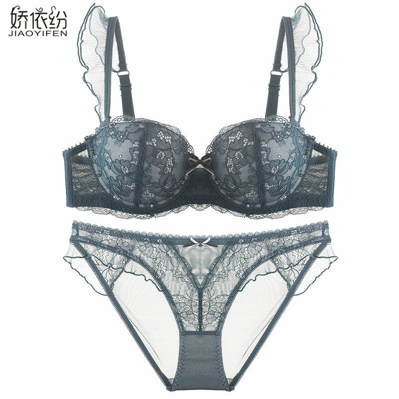 Sexy French Bra Lace Underwear Set Push Up BC Cup Plus Chest Pad Comfortable Embroidery Europe Intimates Bra & Brief Sets
