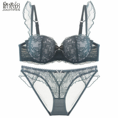 Sexy French Bra Lace Underwear Set Push Up BC Cup Plus Chest Pad Comfortable Embroidery Europe Intimates Bra & Brief Sets