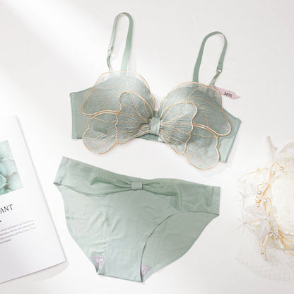 New For Women Red Green Sexy Lingerie Bralette Push Up Cotton Panties Wireless Bra Sets Underwear A B Female Bras