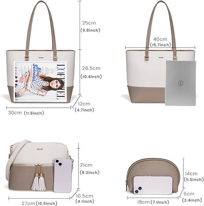 Handbags for Women Shoulder Bags Tote Satchel Hobo 3pcs Purse Set