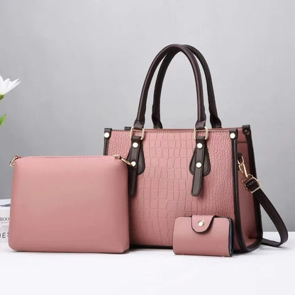 Fashion 3-Piece Set Woman Bags 2024 New Luxury Ladies Shoulder Bag Set Messenger Bag Wallet Handbag Luxury Girls Messenger Bag