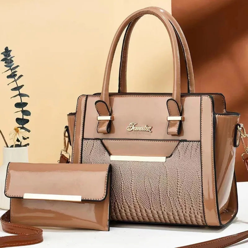 Leisure Shoulder Women's Bag 2024 New Large Capacity Bright Leather Fashion Women's Handbag Quality Ladies Boston Crossbody Bags