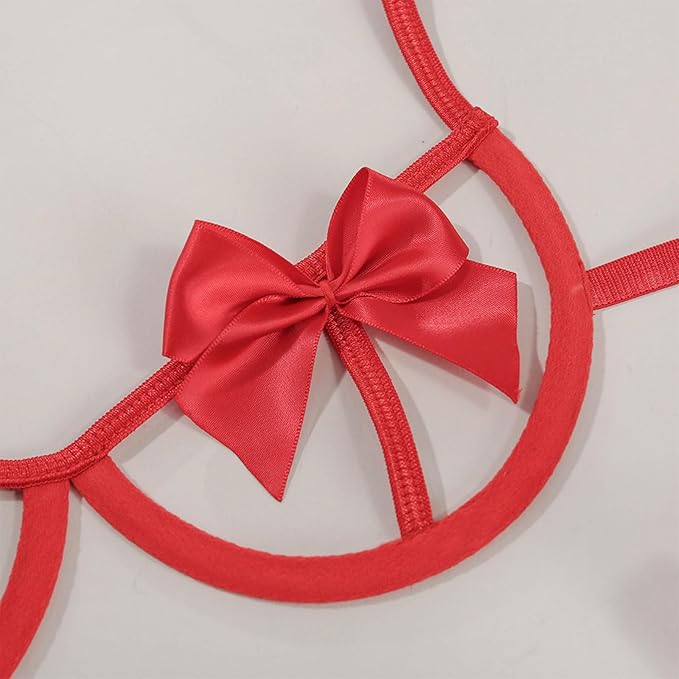 Womens Exotic Lingerie Sets, Bow Tie Hot Cute Teddy 2 Piece Lingerie Set