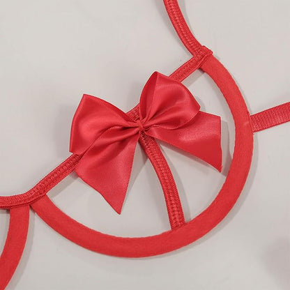 Womens Exotic Lingerie Sets, Bow Tie Hot Cute Teddy 2 Piece Lingerie Set