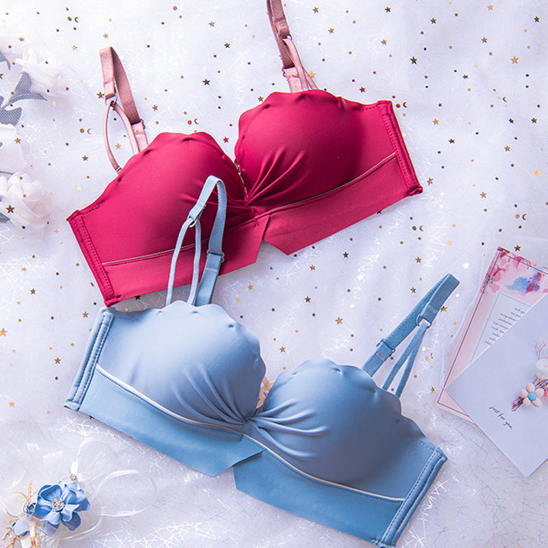 New For Women Red Blue Push Up Cup A B Bra Sets Cotton Panties Sexy Lingerie Set Underwear Wireless Padded