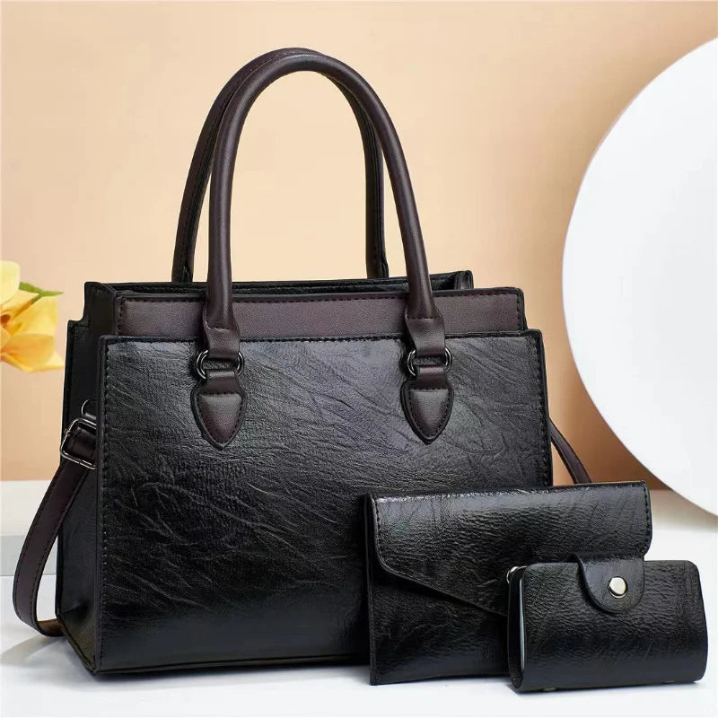 3 Piece Set Ladies Composite Bag Fashion Ladies Handbag Large Capacity Lady Shoulder Crossbody Bag Ladies Shopping Tote Bag