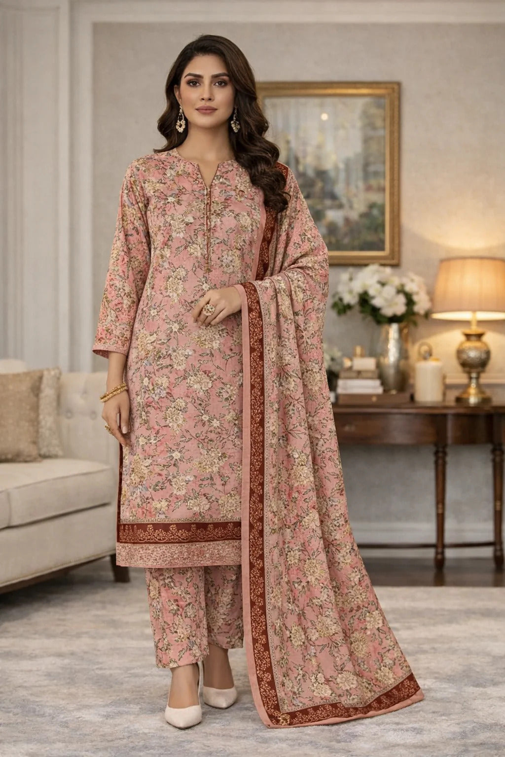 Swiss Lawn Unstitched 3 Piece Suit - A1805